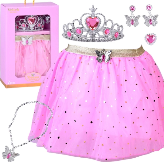 Kostým pro malou princeznu vílu motýl – růžová tutu sukně a šperky