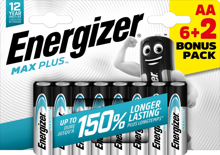 Energizer Max Plus AA alkalické baterie 6+2 ks