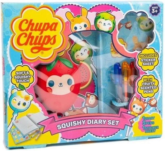 Chupa Chups školní sada Squishy – deník, gelová pera a samolepky