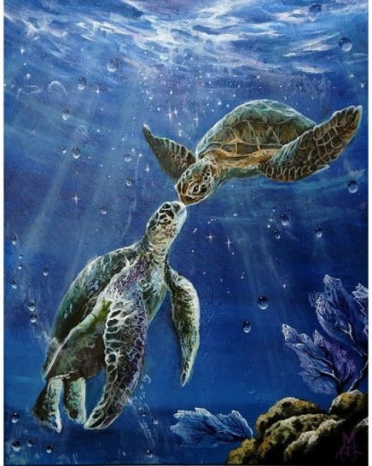 Diamantové vyšívání (diamond painting) mořské želvy 30 × 40 cm