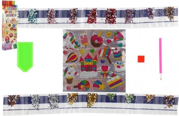 Diamantové malování samolepky Jednorožci a sladkosti