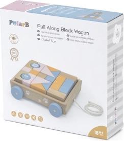 VIGA PolarB dřevěný tahací vozík s kostkami, 21 dílů