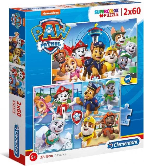puzzle 2×60 dílků super color paw patrol