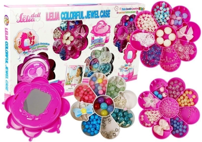 Sada korálků na šperky DIY se skládacím kufříkem a zrcátkem