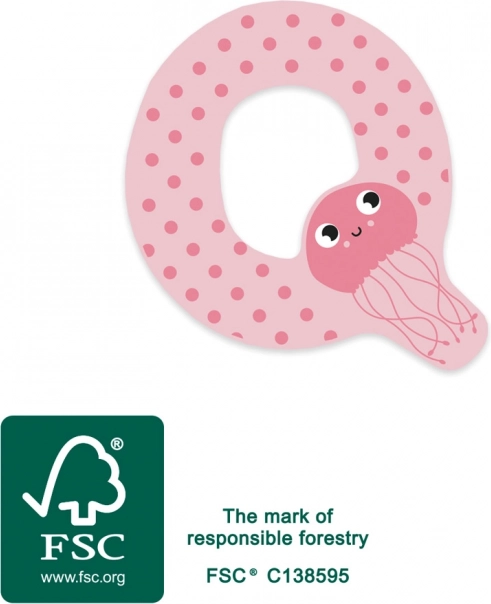 Dřevěné písmeno Q s medúzou pro děti