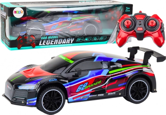 Rc sportovní auto 1:10 s led světly, rychlost 25 km/h, černé