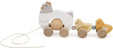 Dřevěná tahací slepička s kuřátky Viga PolarB