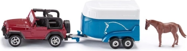 Siku jeep s přívěsem pro koně – kovový model
