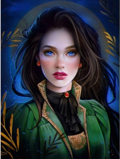 Diamantové vyšívání (diamond painting) modrooká dívka 30 × 40 cm - 1 kus