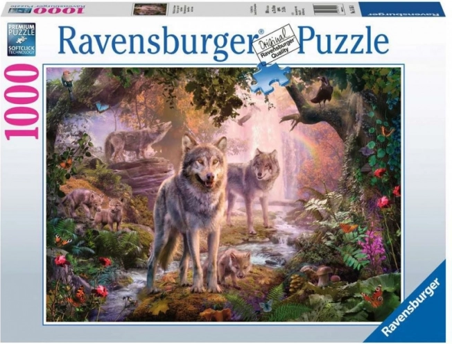 Puzzle 1000 dílků Ravensburger – letní vlčí rodina