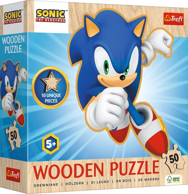 Dřevěné puzzle 50 dílků SONIC