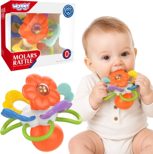 WOOPIE BABY senzorické chrastítko a kousátko květina pro miminka 0m+
