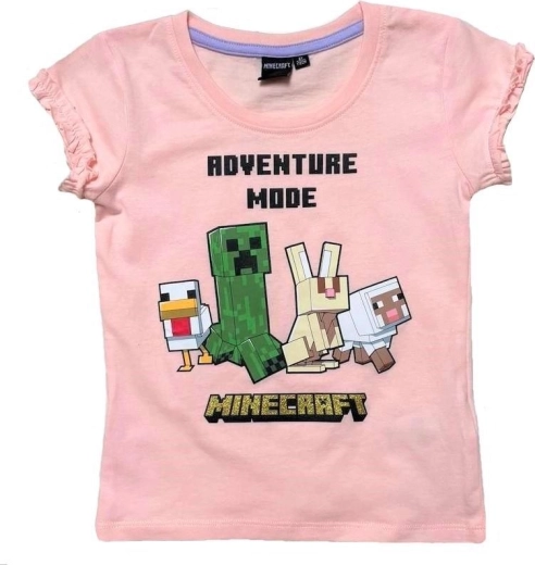 Růžové tričko Minecraft – Velikost: 128