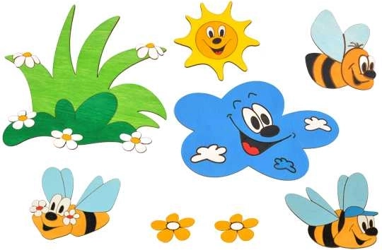 Dřevěná dekorace louka a včelky DoDo