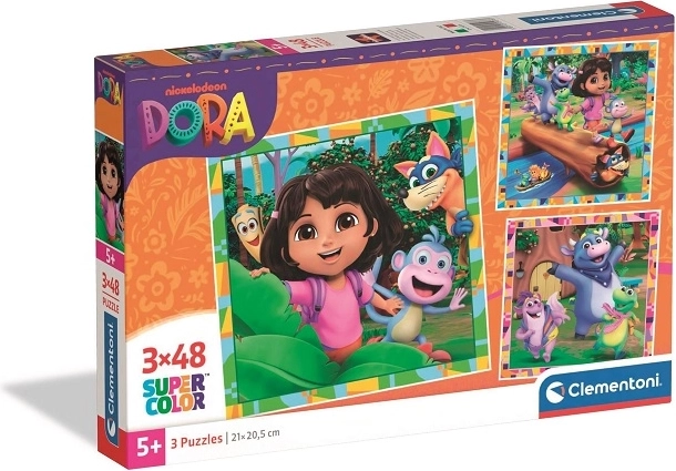 Clementoni puzzle Dora 3x48 dílků SuperColor