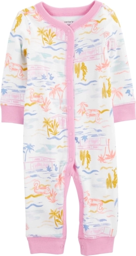 Carter's overal bez nožiček na druky Sleep&Play Pink Palm pro holčičku, velikost 56 (NB)