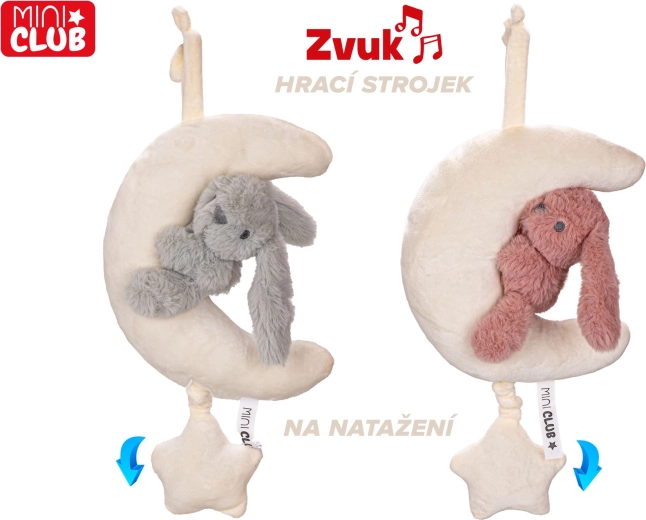 Plyšový měsíček se zajíčkem s natahovacím hracím strojkem 35 cm