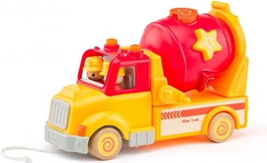 Barevná dětská betonářka s tvarovým sorterem a efekty