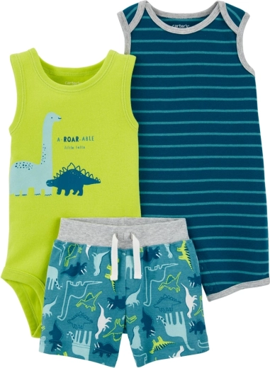Carter’s letní 3dílná sada pro chlapečka Stripes Dinos (9 m)