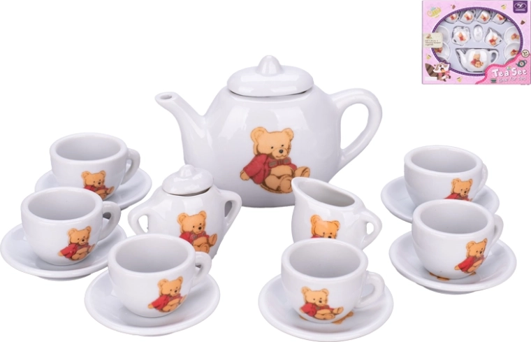 Porcelánový dětský čajový set s medvídky, 16 dílů