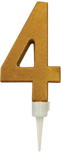 Dortová svíčka číslice 4 zlatá 16 cm