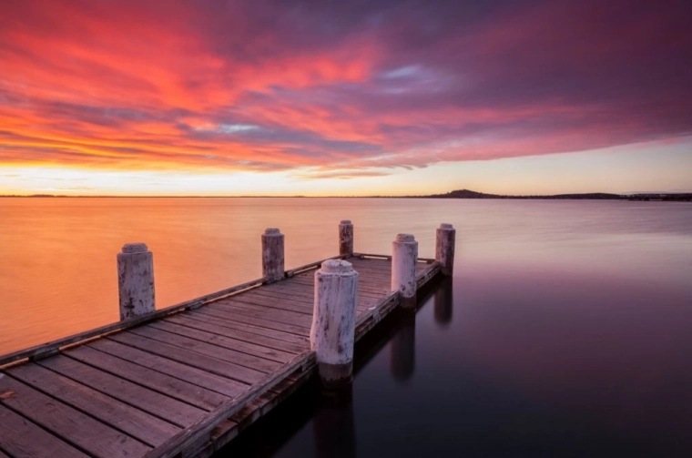 Diamantové malování – molo na jezeře Illawarra 30 × 40 cm