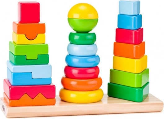 Dřevěná geometrická skládačka – 3 věže