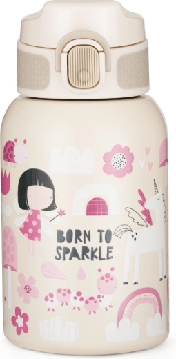 PETITE&MARS nerezová termo láhev se slámkou Twinkling Fairy 350 ml
