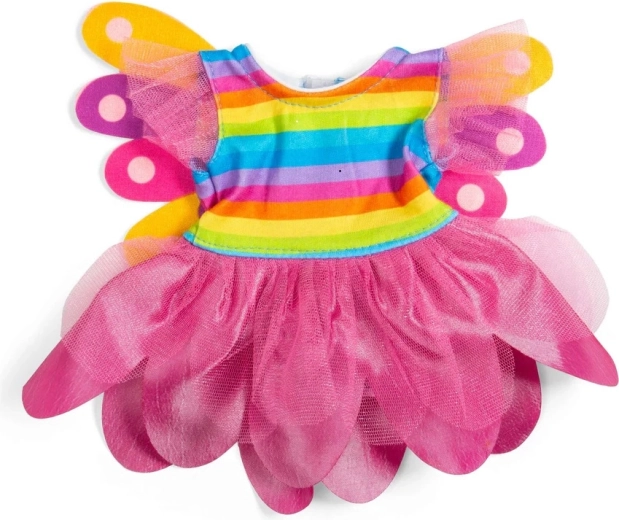 Bigjigs Toys duhové vílí šaty s křídly pro panenku 34 cm