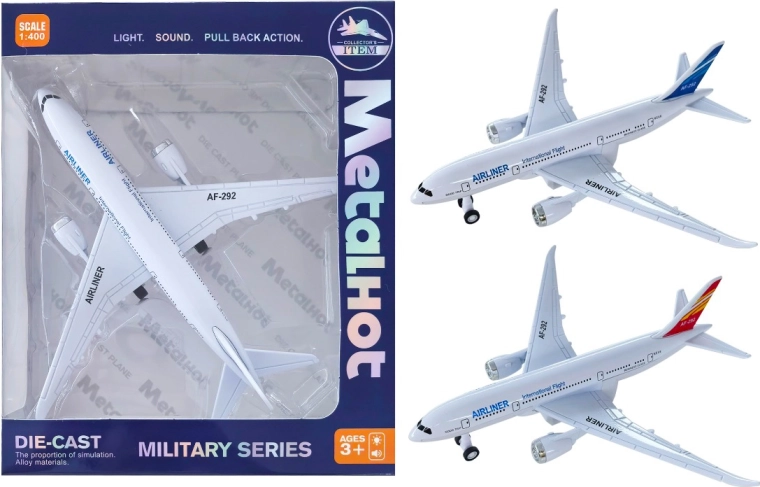 Kovový model dopravního letadla Airliner 1:400 se světlem a zvukem