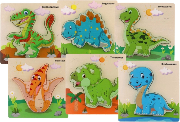 Dřevěná vkládačka s dinosaury - 1 kus