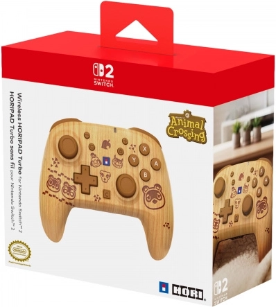 Bezdrátový ovladač HORIPAD Turbo Animal Crossing Wood Brown pro Nintendo Switch