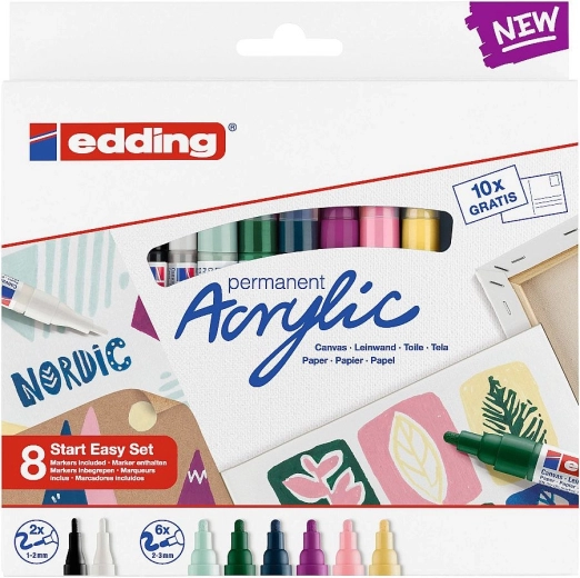 Akrylové popisovače EDDING Nordic Easy Start – sada 8