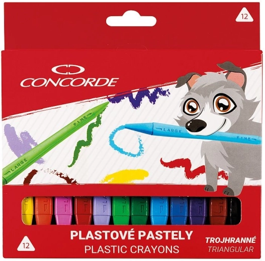 Plastové trojhranné pastely CONCORDE, 12 barev