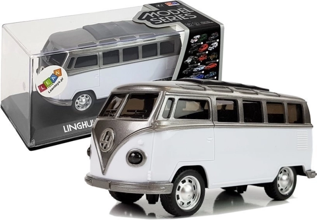 Autobus na setrvačník s bateriovým osvětlením a zvuky – bílý