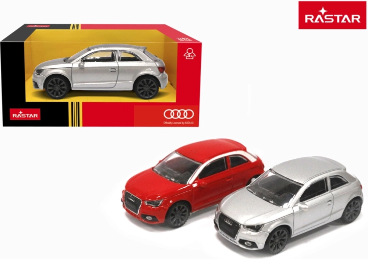 Kovové autíčko Rastar Audi A1 1:43 stříbrné - 1 kus