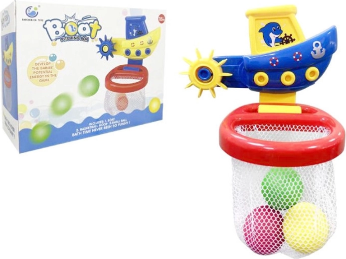 Koupací hračka – loďka s košem a míčky pro děti