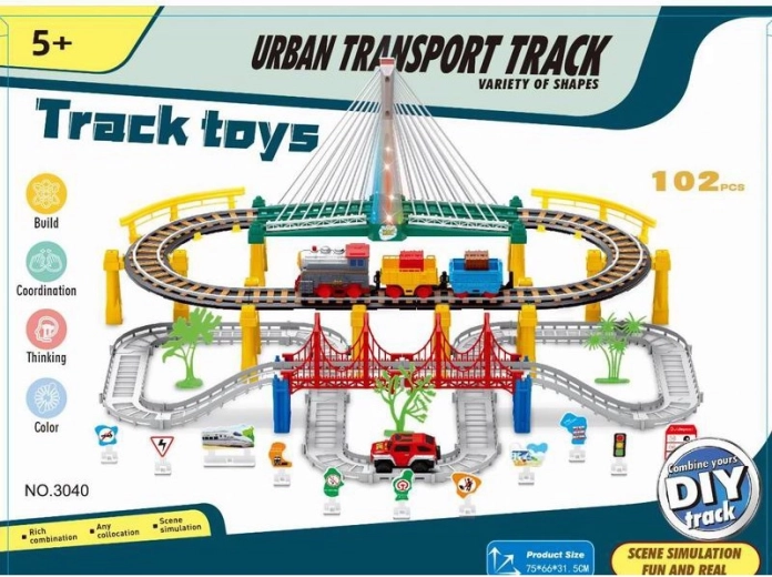 Elektrická vláčkodráha s mostem a autem