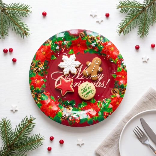 Vánoční plastový talíř Merry Christmas 37,5 cm