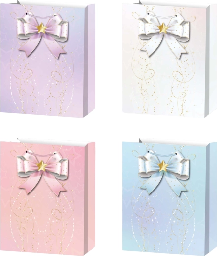 Dárková taška S pastelová s mašlí