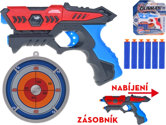 Pistole na pěnové náboje s terčem a počítadlem