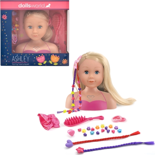 Dolls World česací hlava Ashley blond 21 cm