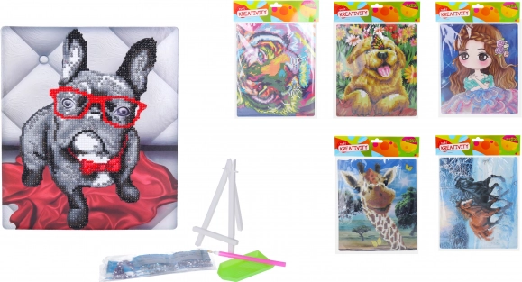 Kreativní set diamond painting 21 × 25 cm se stojánkem – mix motivů