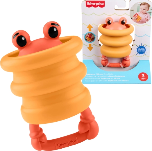 Fisher-Price Squishees krab – silikonová smyslová chrastítka a kousátko pro miminka
