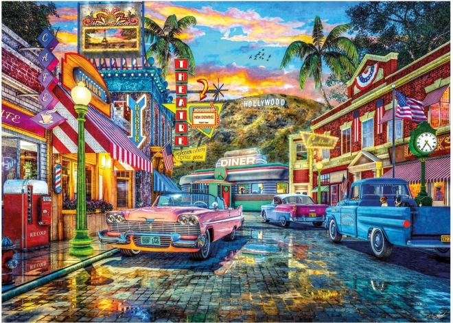 Puzzle HOLLYWOOD – retro ulice, 3000 dílků