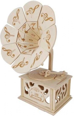 Woodcraft dřevěné 3D puzzle Gramofon