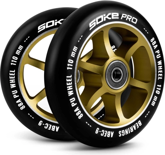Kolečka na koloběžku 110 mm zlatá (2 ks) SOKE
