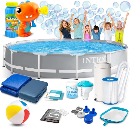 Zahradní rámový bazén 366 × 76 cm set 16v1 INTEX s dárkem – výrobník bublin