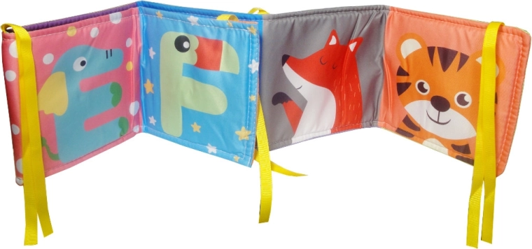 Měkká šustící knížka pro děti s písmeny a zvířátky