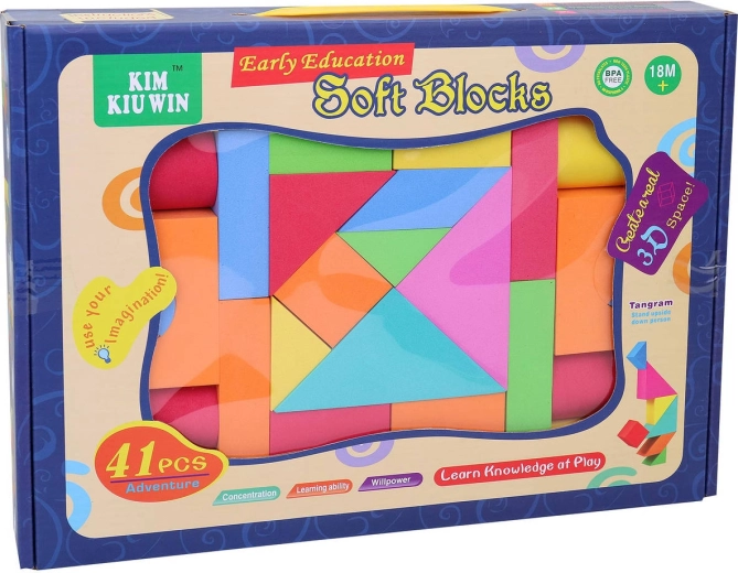 Barevné měkké stavební kostky pro nejmenší - sada 41 ks